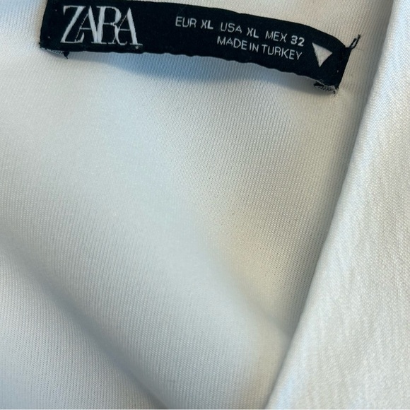 Zara white satin effect ruched long sleeve V-neck bodysuit Sz XL NWOT - Picture 8 of 13